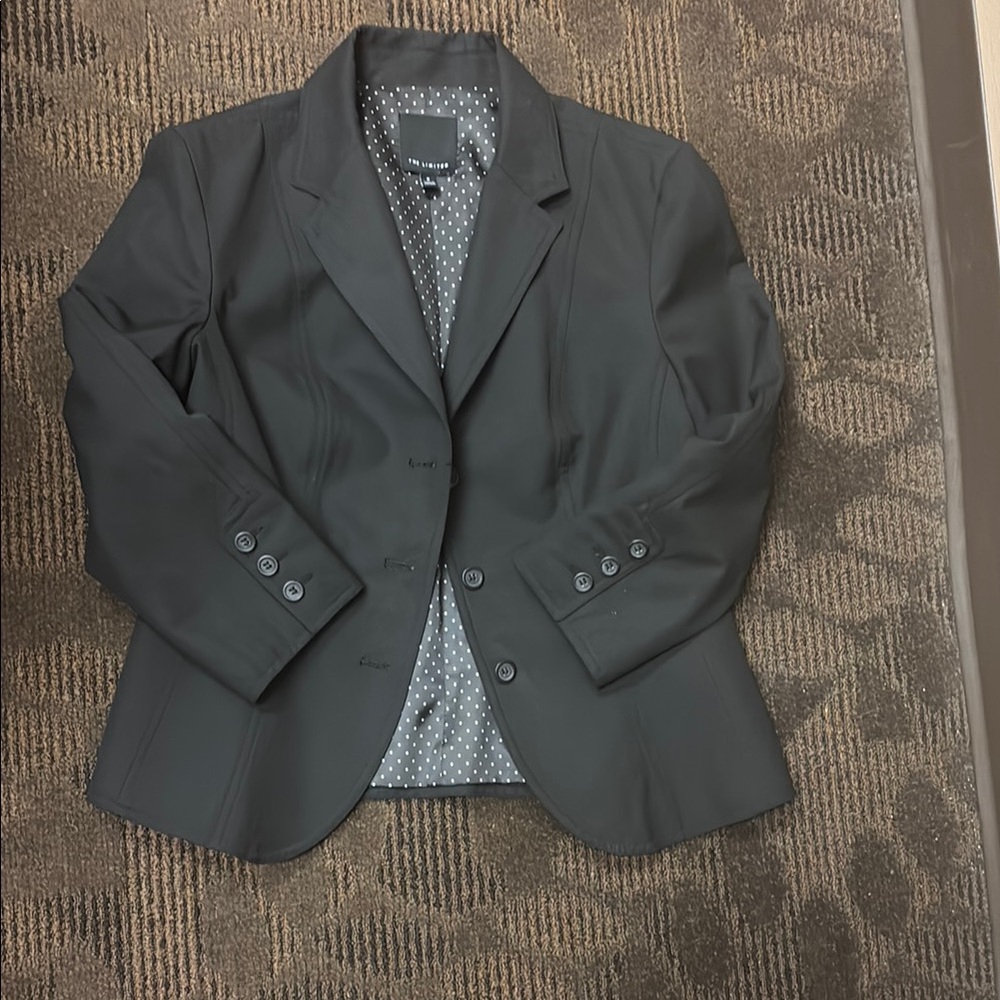 The Limited Gray Blazer with Polka Dot Lining